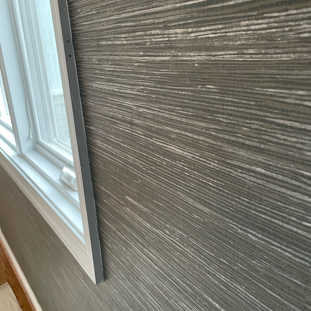Gorgeous Thibaut Jindo Grass faux grasscloth wallpaper in Smoke